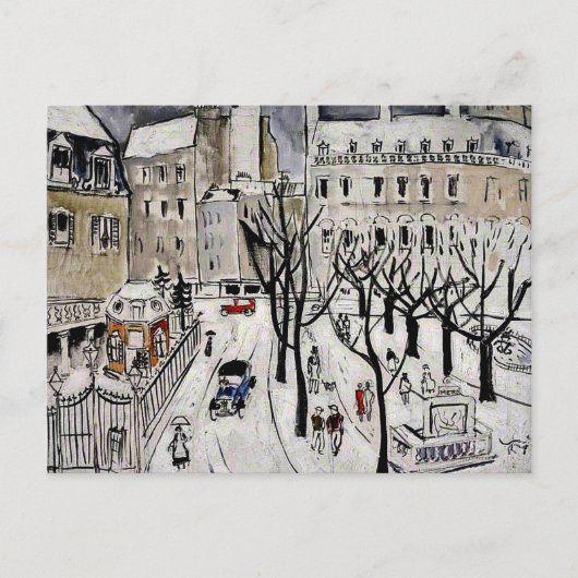 Paris Snow Scene, fijn kunstschilderij Briefkaart (Voorkant)