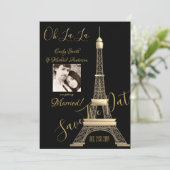 PARIS sparen de Datum - voeg FOTO toe - ZWARTE GOL Save The Date (Staand voorkant)