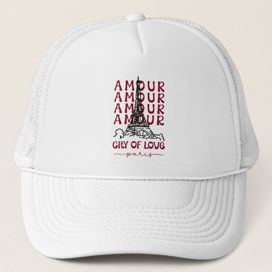 Paris Stad van de Liefde – Eiffeltoren Reis Souven Trucker Pet (Voorkant)