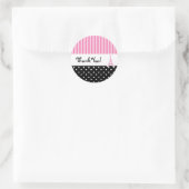 Paris Stippen & Roze Gestreepte Feeststicker Ronde Sticker (Tas)
