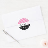 Paris Stippen & Roze Gestreepte Feeststicker Ronde Sticker (Envelop)