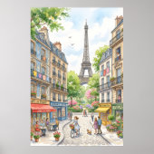 Paris Straat Waterverf Poster, Eiffeltoren Muur Poster (Voorkant)