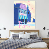 Paris Street cartoon Canvas Afdruk (Insitu (Slaapkamer))