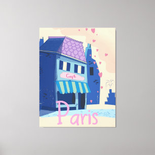 Paris Street cartoon Canvas Afdruk