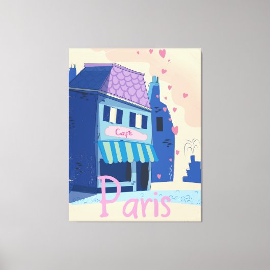 Paris Street cartoon Canvas Afdruk (Voorkant)