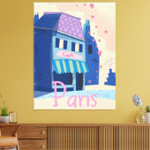 Paris Street cartoon Canvas Afdruk (Insitu (Woonkamer))