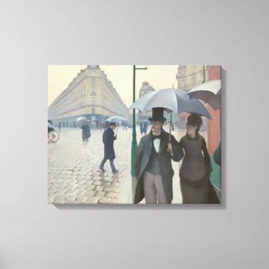 Paris Street in Rainy Weather Canvas Afdruk (Voorkant)