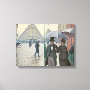 Paris Street in Rainy Weather Canvas Afdruk