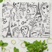 Paris Street Life Scene Kitchen Tea Towel Theedoek (Gevouwen)