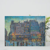 Paris Street ligt 's nachts op straat (Franse kuns Kaart (Staand voorkant)