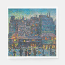 Paris Street ligt 's nachts op straat (Franse kuns Servet