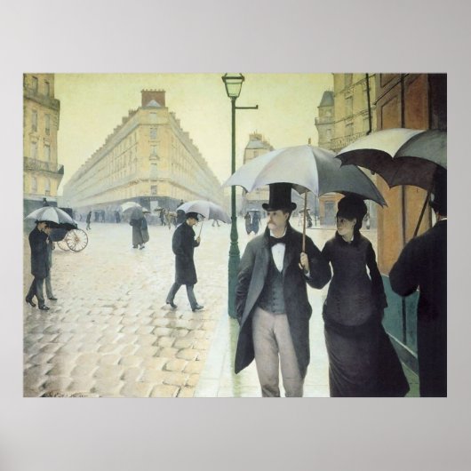Paris Street, Rainy Day door Caillebotte Poster (Voorkant)