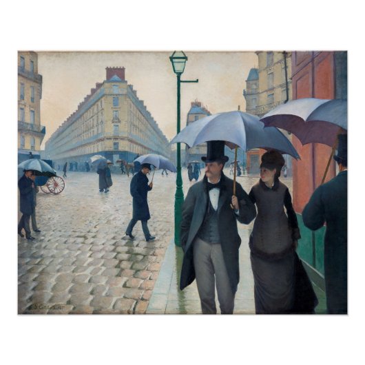 Paris Street; Rainy Day door Gustave Caillebot Perfect Poster (Voorkant)