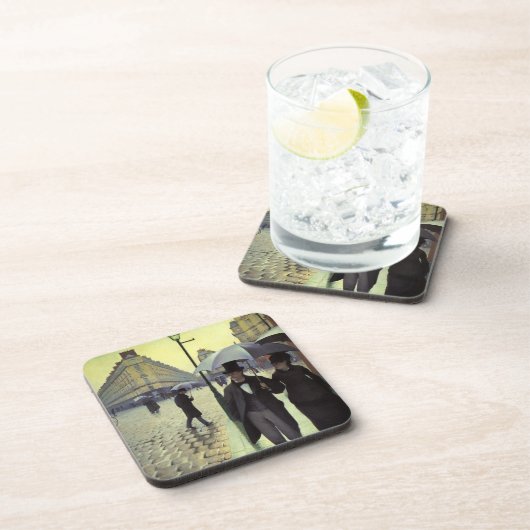 Paris Street Rainy Day door Gustave Caillebotte Drankjes Onderzetter (Rechterzijde)