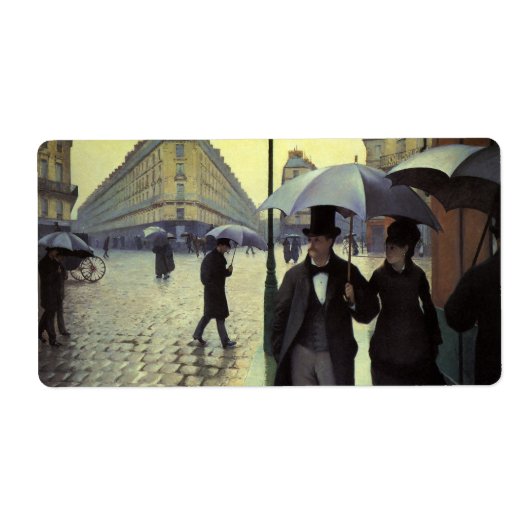 Paris Street Rainy Day door Gustave Caillebotte Etiket (Voorkant)