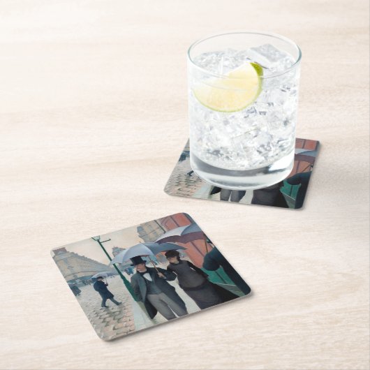 Paris Street Rainy Day door Gustave Caillebotte Kartonnen Onderzetters (Insitu)