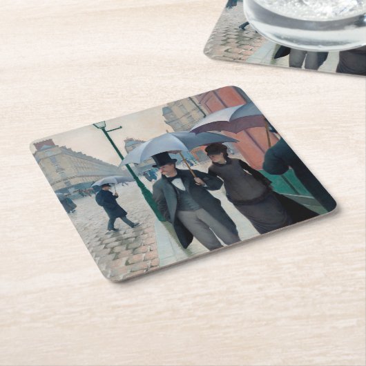 Paris Street Rainy Day door Gustave Caillebotte Kartonnen Onderzetters (Schuin)