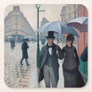 Paris Street Rainy Day door Gustave Caillebotte Kartonnen Onderzetters