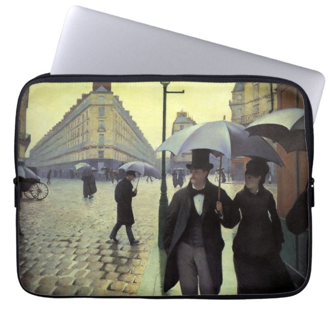 Paris Street Rainy Day door Gustave Caillebotte Laptop Sleeve (Voorkant)
