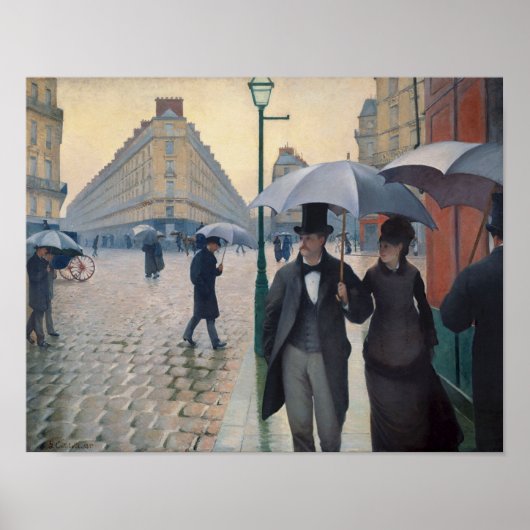 Paris Street Rainy Day door Gustave Caillebotte Poster (Voorkant)