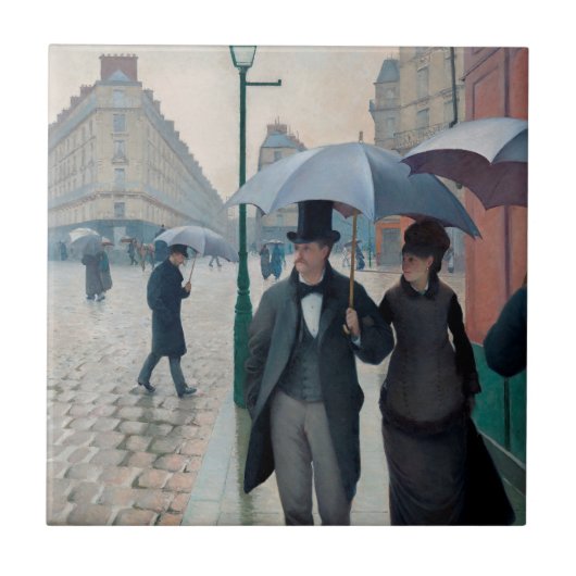 Paris Street Rainy Day door Gustave Caillebotte Tegeltje (Voorkant)