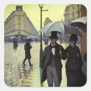 Paris Street Rainy Day door Gustave Caillebotte Vierkante Sticker
