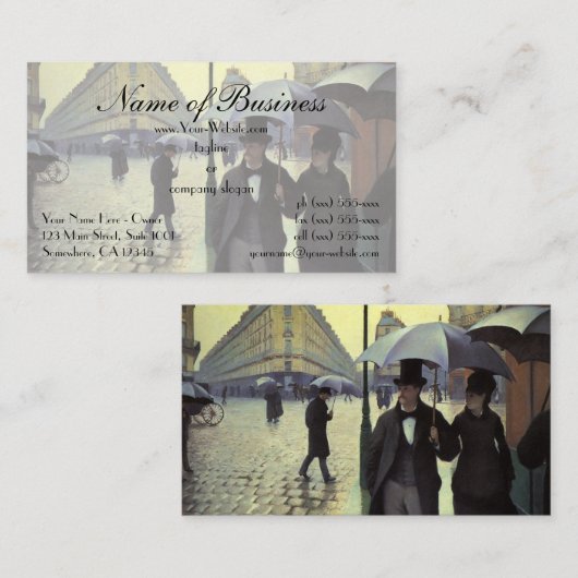 Paris Street, Rainy Day door Gustave Caillebotte Visitekaartje (Voorkant / Achterkant)