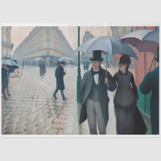 Paris Street regenachtige dag Gustave Caillebotte Tissuepapier (Voorkant)