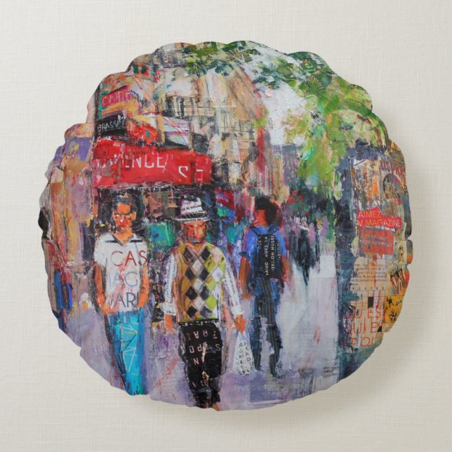 Paris Street Rond Kussen (Voorkant)