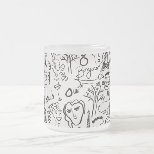 Paris Street Scene Black & White Line Drawing Mok (Center)