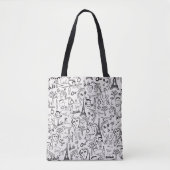 Paris Street Scene Black & White Line Drawing Tote Bag (Voorkant)