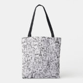 Paris Street Scene Black & White Line Drawing Tote Bag (Achterkant)
