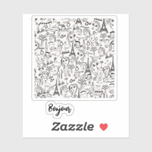 Paris Street Scene Bonjour © Cathy Thompson Sticker