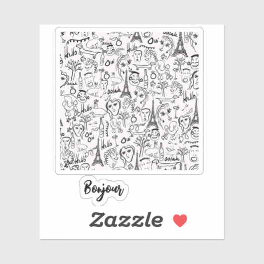 Paris Street Scene Bonjour © Cathy Thompson Sticker (Vel)