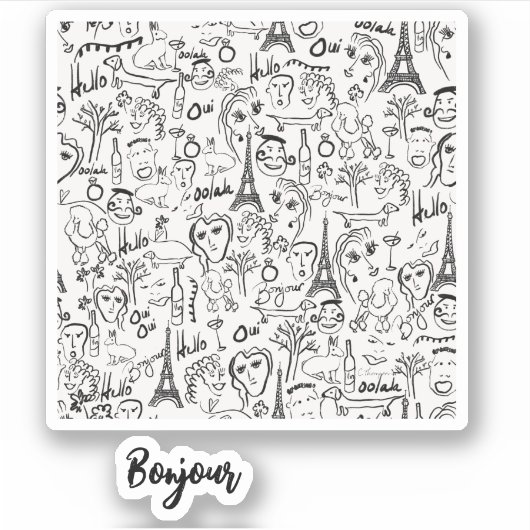 Paris Street Scene Bonjour © Cathy Thompson Sticker (Voorkant)