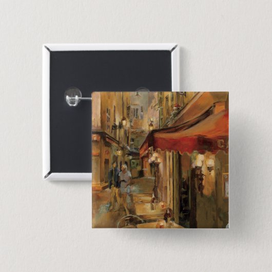 Paris Street Scene Vierkante Button 5,1 Cm (Voorkant /achterkant)
