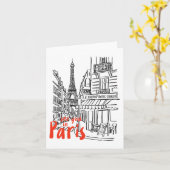 Paris Street Sketch Art Kaart (Gele Bloem)