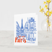 Paris Street Sketch Art Kaart (Gele Bloem)