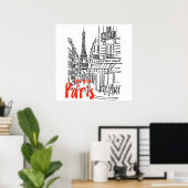 Paris Street Sketch Art Poster (Thuiskantoor)