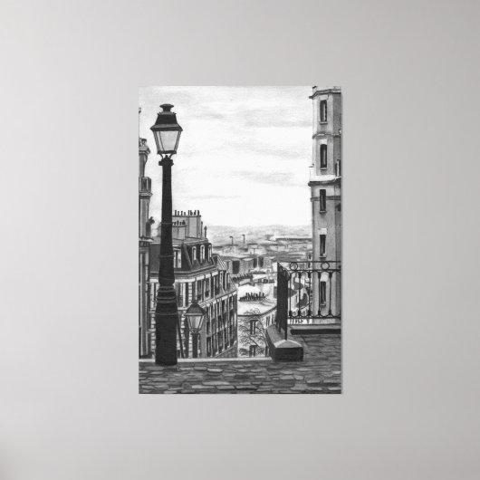 Paris Street Stretched Canvas Print (Voorkant)