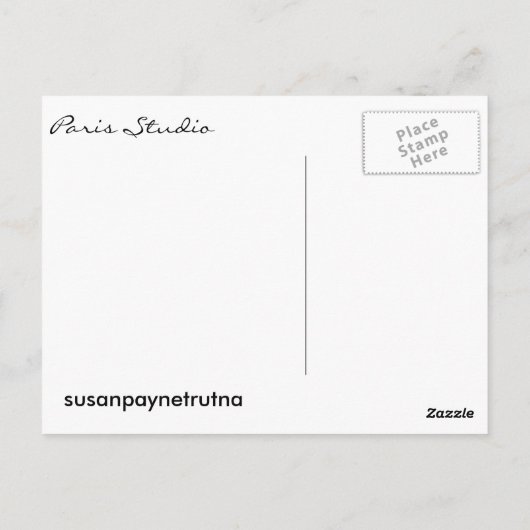 Paris Studio: Susan Payne-Trutna Briefkaart (Achterkant)
