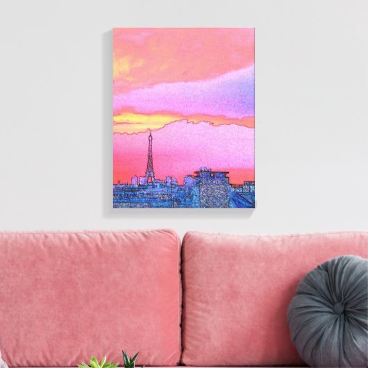 Paris Sunset Canvas Afdruk (Insitu (Woonkamer))