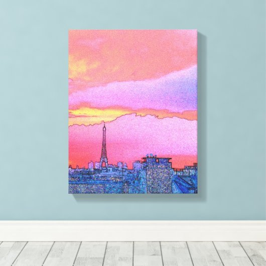 Paris Sunset Canvas Afdruk (Insitu (Houten vloer))