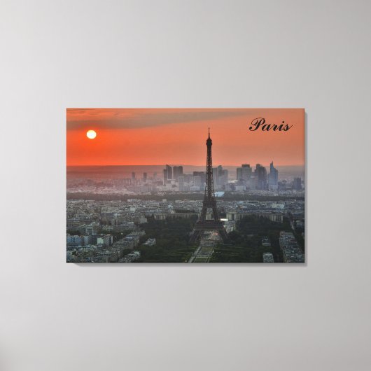 Paris Sunset Eiffel Tower France Foto Canvas Afdruk (Voorkant)