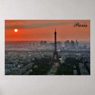 Paris Sunset Eiffel Tower France Foto Poster