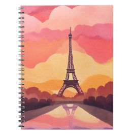 Paris Sunset | Eiffel Tower France Watercolor Notitieboek