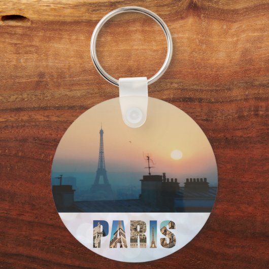 Paris Sunset Eiffel Tower Frankrijk Foto van Frans Sleutelhanger (Voorkant)