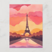 Paris Sunset | Eiffeltoren Frankrijk Waterverf Briefkaart (Voorkant)