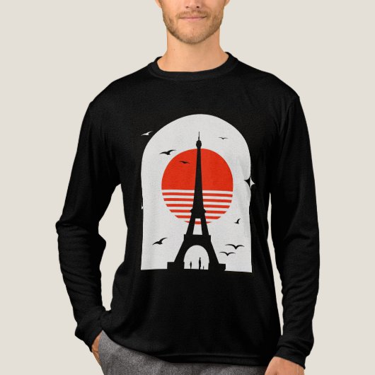 Paris Sunset Silhouette Tri-Blend Shirt (Voorkant volledig)