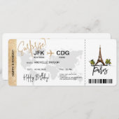 Paris Surprise Birthday boarding Pass Ticket Kaart (Voorkant / Achterkant)